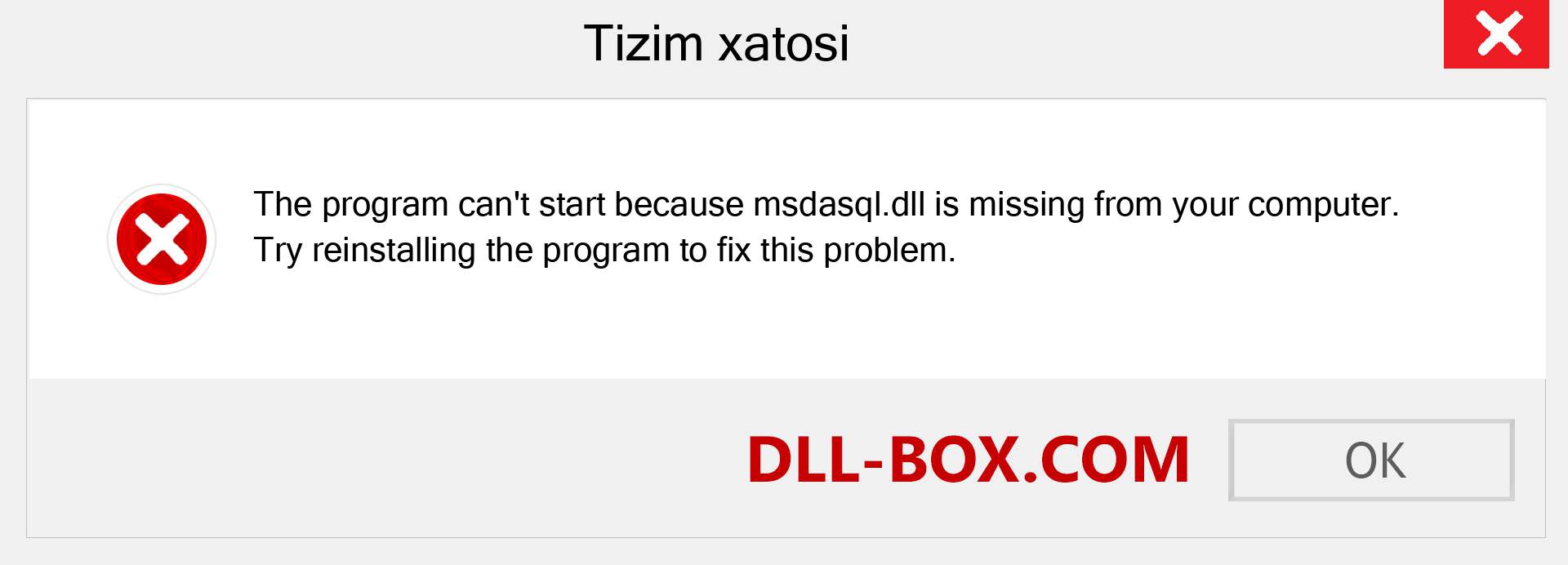 msdasql.dll fayli yo'qolganmi?. Windows 7, 8, 10 uchun yuklab olish - Windowsda msdasql dll etishmayotgan xatoni tuzating, rasmlar, rasmlar